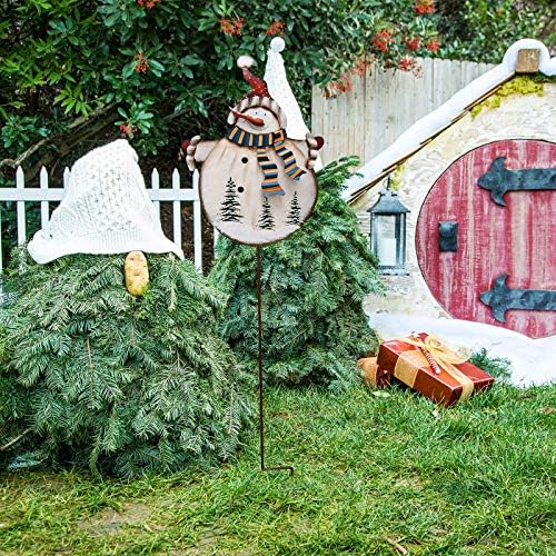 Christmas Snowman Garden Stake Rustic Metal Xmas Yard Sign for Lawn Pathway Patio Outdoor Christmas Decorations - Image 2