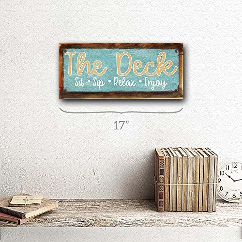 Homebody Accents Framed and Sun Protected The Deck - Sit, Sip, Relax, Enjoy Metal Sign, Framed and Sun Protected 6”x16, Sip, Relax, Enjoy Metal Sign, Outdoor Living, Porch, Patio, Deck - Image 2