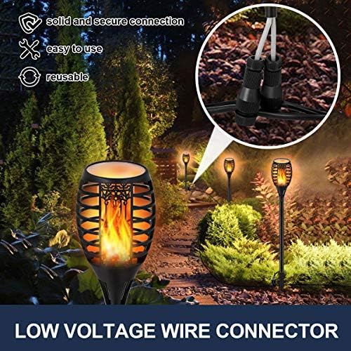 LUYE Low Voltage Torch Landscape Lights Wired Flickering Flames Torches Pathway Lights 12V Outdoor Torch Lighting with Connector Waterproof Landscape Lighting for Christmas Yard Decoration (8Pack) - Image 2