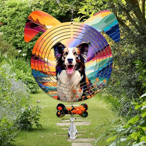Border Collie Dog Ears Wind Spinner, Border Collie Wind Spinner Hanging for Yard and Garden - Image 6