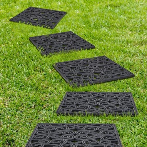 Pangda 8 Pack Rubber Stepping Stones Outdoor, Black, 15 x 15 inch - Image 5