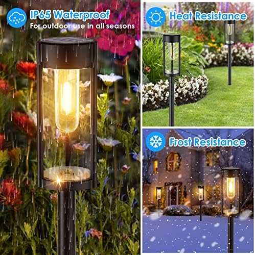 URPOWER Solar Pathway Lights, 6 Pack IP65 Waterproof Outdoor Decorative Garden Lights, Auto On/Off Solar Powered Landscape Path Lighting for Driveway Walkway Yard Lawn Patio Decor - Image 2