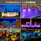 RGB Pond Lights with Timer, LED Underwater Submersible Colorful Landscape Spotlights, 98ft Remote Control IP68 Waterproof Fountain Lights for Fish Aquarium Tank Garden Yard Pool (Set of 4) - Image 2