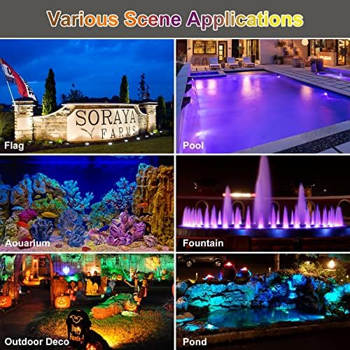 RGB Pond Lights with Timer, LED Underwater Submersible Colorful Landscape Spotlights, 98ft Remote Control IP68 Waterproof Fountain Lights for Fish Aquarium Tank Garden Yard Pool (Set of 4) - Image 2