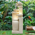 42.52" 4-Tier Outdoor Water Fountain for Garden, Rustic Pot Water Feature by Desgmomy