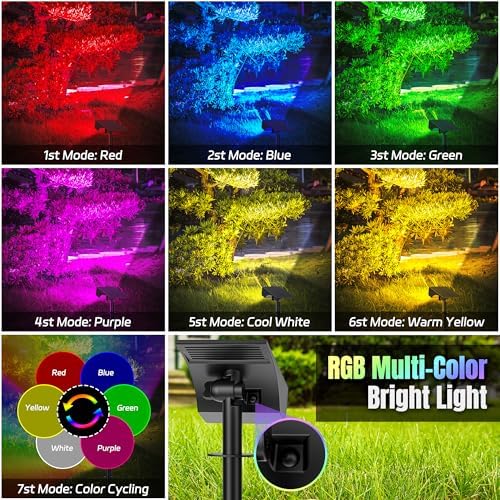 WENATY Solar Spot Lights Outdoor Color Changing 6 Pack Halloween Spotlights - Image 3