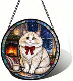 Stained Glass Window Hanging Ragamuffin Cat Suncatcher Gifts 9.8" by Unknown