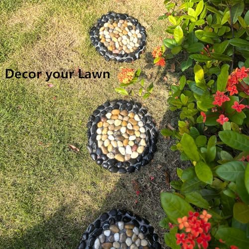 Garden Path Stepping Stone-12 inch Round Therapeutic Massage Stones,3pcs Outdoor Decorative Stone Mats for Yard Pathway, Non-Slip Acupresure Floor - Image 4