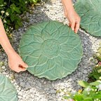 Sungmor Vintage Cast Iron Lotus Stepping Stone,Vintage Green - Image 5