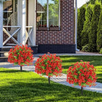 22 Inch Artificial Flower Stake Outdoor Decor - Multi-Color Garden Stakes for Yard & Lawn, No Fade Heavy Duty Plastic, All Season Decoration (2pcs-Red) - Image 4