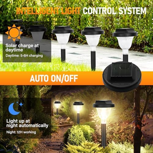 Siatom Solar Pathway Lights 10 Pack, Bright Solar Path Lights Outdoor Waterproof IP65, Walking Path Solar Lights for Outside, Garden, Lawn, Walkway, Yard (Warm White) - Image 5