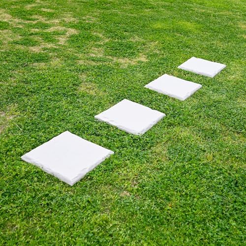 Garden Stepping Stones with Stakes – Set of 4, PP Walkway Pads, 15.5" x 15.5", Weather-Resistant, Easy Installation (4 Pcs, Beige) - Image 2