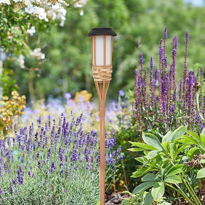 Solar Outdoor Lights, Solar Torch Lights Outdoor Flickering Flame, Outdoor Decorations for Patio Path Yard (2 Piece) - Image 3