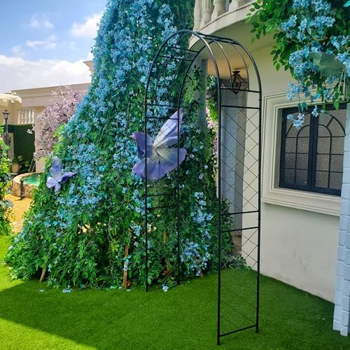 Metal Garden Arch Pergola Arbor 7.9 Ft H x 3.8 Ft W with Stakes - Image 5