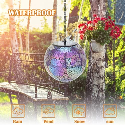Mosaic Solar Lanterns Waterproof Hanging Solar Lights Graden Decor, Purple - Image 5