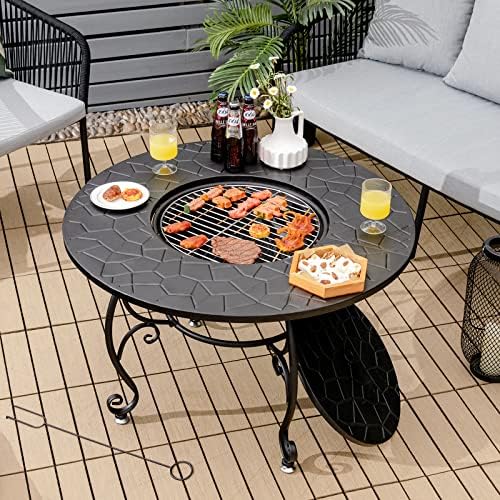 Giantex 4-in-1 Fire Pit Table, 36" Outdoor Metal Round Dining Table - Image 4