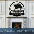 Viking Ship Custom Name Sign Metal Wall Art Personalized Last Name Plaque Outdoor Metal Wall Art Personalized Gift for Wedding/Housewarming - Image 2
