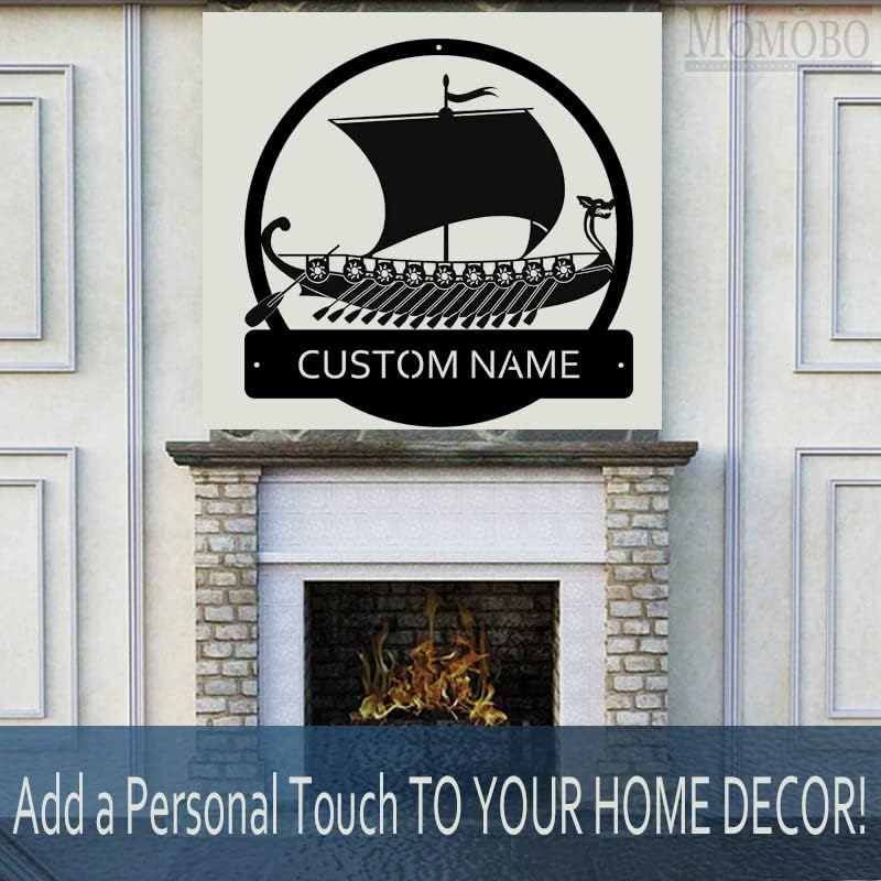 Viking Ship Custom Name Sign Metal Wall Art Personalized Last Name Plaque Outdoor Metal Wall Art Personalized Gift for Wedding/Housewarming - Image 2