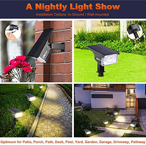 LEREKAM 40 LEDs Spotlights,IP65 Waterproof Solar Powered Landscape Spotlights 2-in-1 Wall Light, Outdoor Landscaping Lights Auto On/Off for Yard Garden 2Pack Warm-White - Image 3