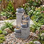 Giantex 4-Tier Water Fountain Outdoor, 23 Inch Cascading Bowls Waterfall Fountain with Warm LED Lights & Pump, Outside Zen Water Feature for Patio, Balcony, Deck, Garden, Yard Decor - Image 2