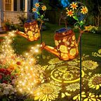 2 Pack Sunflower Solar Watering Can Lights, Solar Lights Outdoor Waterproof by ANGMLN