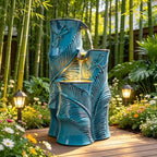 Autodaya Tropical Turquoise Ceramic Outdoor Water Fountain with Lights - Image 3