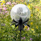 Achla Designs 10-Inch Crackle Gazing Globe Ball, Silver - Image 5