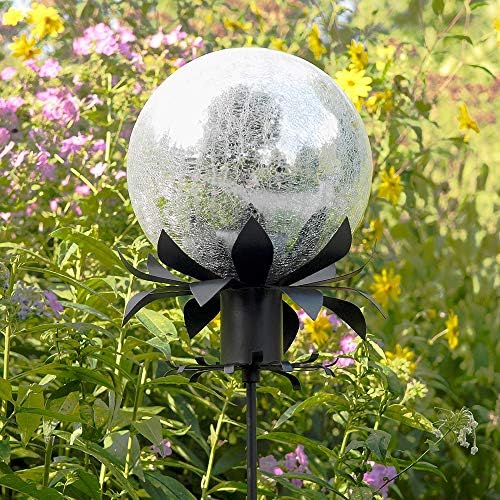 Achla Designs 10-Inch Crackle Gazing Globe Ball, Silver - Image 5