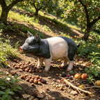 26'' Farm Pig Figurine Garden Statue Realistic Resin Weather Pink Black - Image 4