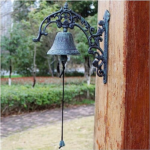 Cast Iron Doorbell Dinner Bell Farmhouse Dinner Bell Outside Wall Mounted Doorbell, Front Door Shop Entrance Porch Antique Decorative Hanging Bell, Indoor Outdoor Pretty Wall Ornamental Hand Bell by SKIHOT
