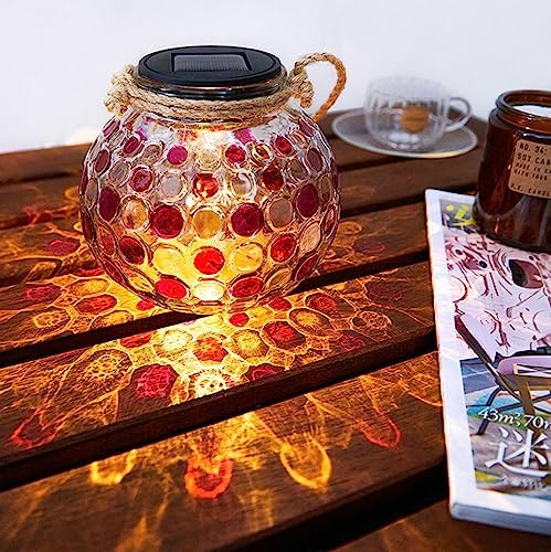 LED Solar Glass Ball Light, Waterproof LED Glass Pink Polka Dot Mason Jar Lamp for Garden, Walkway, Pathway, Yard Décor Solar Outdoor Solar Hanging Decorative Lights - Image 3