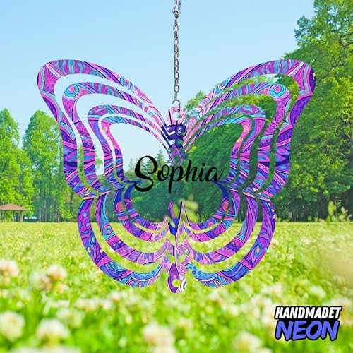 Personalized Dog Angel Paw Wind Spinner Sublimation Memorial Custom Name Years Kinetic Ornament Laser Cut 3D Outdoor Indoor Garden Yard Gifts (Butterfly Shape) - Image 2