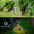Solar Garden Statue Lights, Owl Family Decor with LED Succulent Flowers, Cute Solar Owl Figurines, Waterproof Resin Outdoor Yard Art for Patio Lawn Porch, Garden Gifts for Women Mom Grandma - Image 2