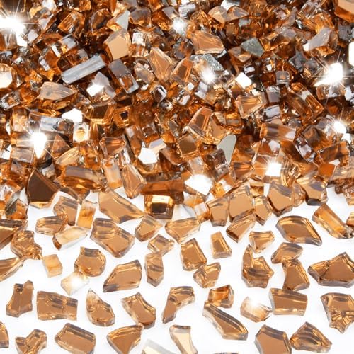 GasSaf 1/4 Inch Amber Fire Glass Reflective Tempered Fireglass, 20 Pound by GasSaf