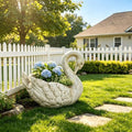 12.8" Vintage White Swan Planter, Resin Swan Flower Pot Statue, Weather Resistant Garden Planter for Front Porch, Yard, Patio, Lawn, Flower Bed & Outdoor Home Decor by Unknown