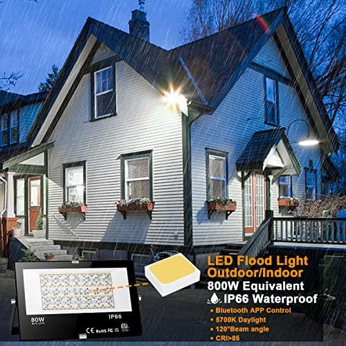 LED Flood Light Outdoor 800W Equivalent Smart RGB IP66 Landscape Lighting - Image 2