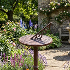 Relaxdays Sundial, Garden & Balcony, Cast Iron, Antique, Roman Numerals, Weatherproof, Garden Decoration, Brown - Image 2