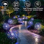suddus Solar Garden Lights Outdoor Waterproof, Upgrade 2 Pack 150LED Solar Firework Lights, 8 Modes Starburst Fairy Light for Front Yard, Driveway, Bushes, Patio Christmas Decor (Multicolor) - Image 2