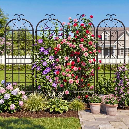 2-Pack 71" Black Metal Garden Trellises with Butterfly Design - Image 3