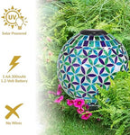 Sunnydaze Solar Gazing Ball for Garden, Mosaic Cool Blooms - Image 5