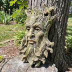 10.3" Whimsical Tree Face Sculpture, Garden Peeker Statue, Outdoor Trunk Tree Huggers Art, Landscape Accent Ornament, Hanging Fairy Elve Figurine for Yard Art, Trees Decor Wall Mounted Statues - Image 7