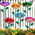 LemonRoad 6 Pcs Metal Flower Bird Baths with Stake for Garden Multicolor by Unknown