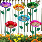 LemonRoad 6 Pcs Metal Flower Bird Baths with Stake for Garden Multicolor by Unknown