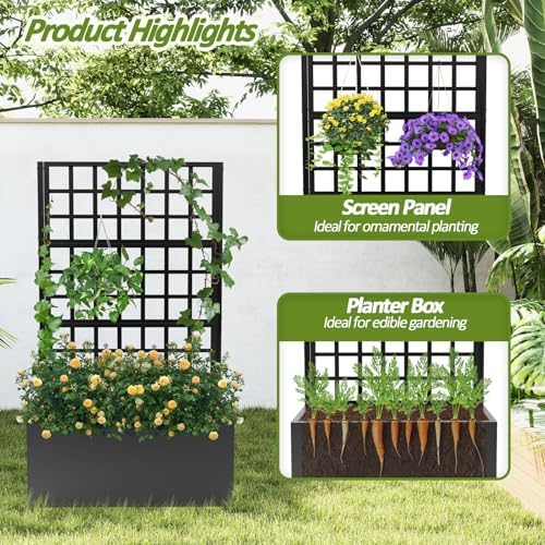 Metal Planter Box with Trellis,63"(H)*31.5(L)*15.8"(W) - Image 4