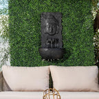 XBrand 30" H Buddha Water Fountain, Zen Wall Outdoor Garden Fountain w/Warm LED Light & Pump, Black Resin Water Fountain for Patio Backyard Home Decor - Image 2
