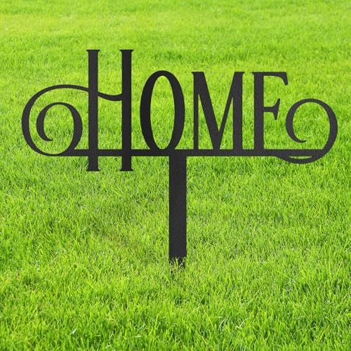Metal Home Sign Garden Stake Decorative, Black Powder-Coated Finish Design Silhouette Statues for Yard Art, Outside, Patio, Outdoor Decor, Garden Decorations, Lawn Ornaments - 24" Black by SIGNLEADER