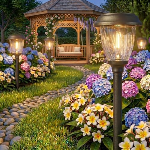 XMCOSY+ Solar Pathway Lights Outdoor 6 Pack, 2 Lighting Solar Garden Lights - Image 2
