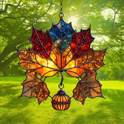 Colorful Maple Leaf Fall Autumn Acrylic Suncatcher - Image 3
