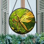 DASTOLL Stained Glass Window Hanging 4 Pcs Set Green Plants Yellow Insect Theme 6.3" - Suncatcher Door Garden Sun Catcher Decor Birthday Christmas for Mom Woman Nana Men - Image 3