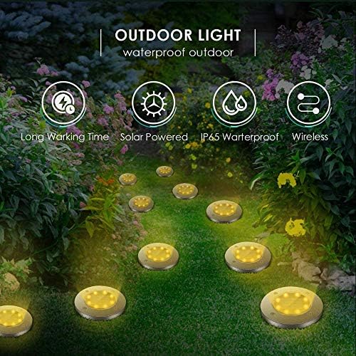 Solar Ground Lights Ip65 10 Lamp Beads Solar Garden Lights Outdoor Led Disk Lights Waterproof In-Ground Outdoor Landscape Lighting for Lawn Patio Pathway Yard Deck Walkway Flood Light,White Ligh - Image 4